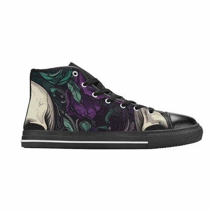 MEN'S Skulls Roses Gothic Filigree High Top Canvas Neon Fantasy Custom Shoes