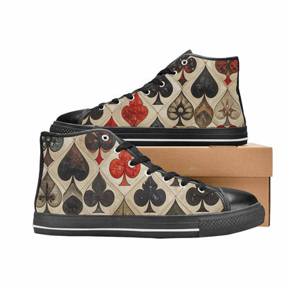 MEN'S Playing Card Suit High Top Canvas Vivid Shoes