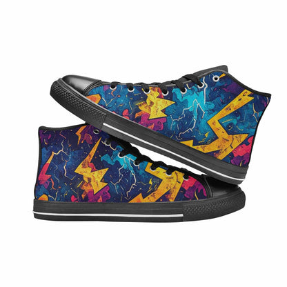 WOMEN'S Lightning Bolt High Top Canvas Vibrant Chaos Shoes