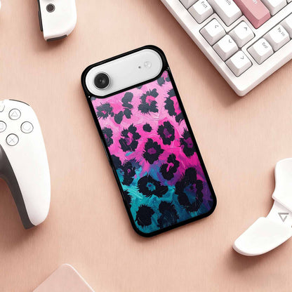 iPhone 17 Air Case — Leopard Neon Pink Teal Airbrush Animal, Custom Designed Case Cover