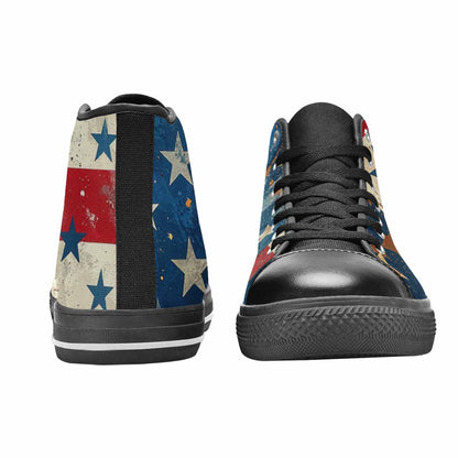 MEN'S American Flag Stars High Top Canvas Vibrant Chaos Sneakers