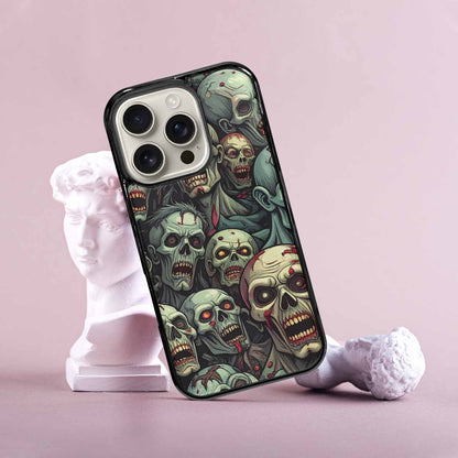 iPhone 16 Pro Case — Zombie Head Pattern Hundreds Of Small, Original Design Phone Case