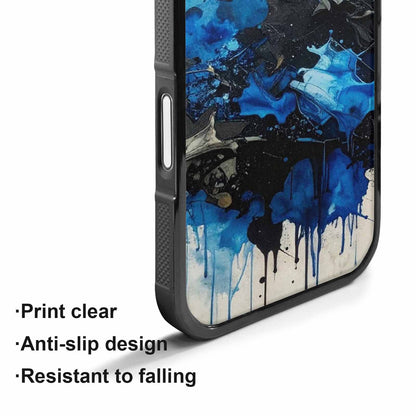 iPhone 17 Case — Black &amp; Blue Ink Camo, Custom Phone Case