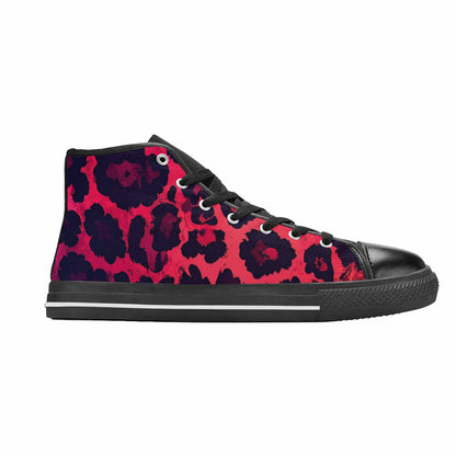 MEN'S Leopard Print Dark High Top Canvas Neon Fantasy Sneakers