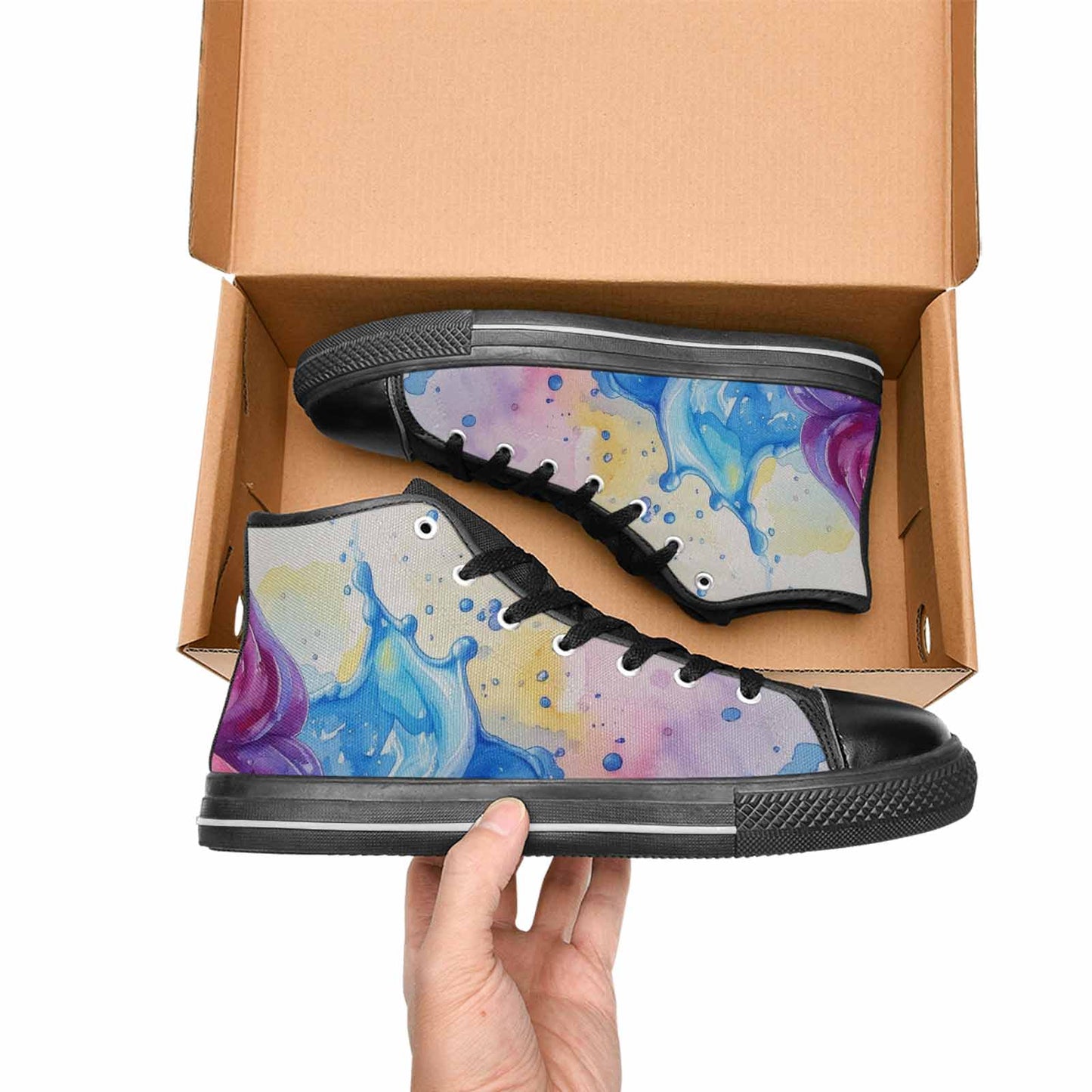 MEN'S Melting Icecream Collage High Top Canvas Cottagecore Shoes