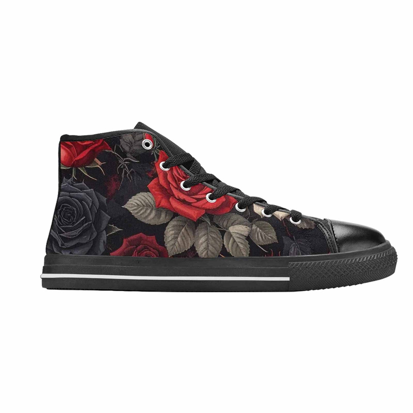 MEN'S Black Gothic Rose High Top Canvas Dreamcore Custom Shoes