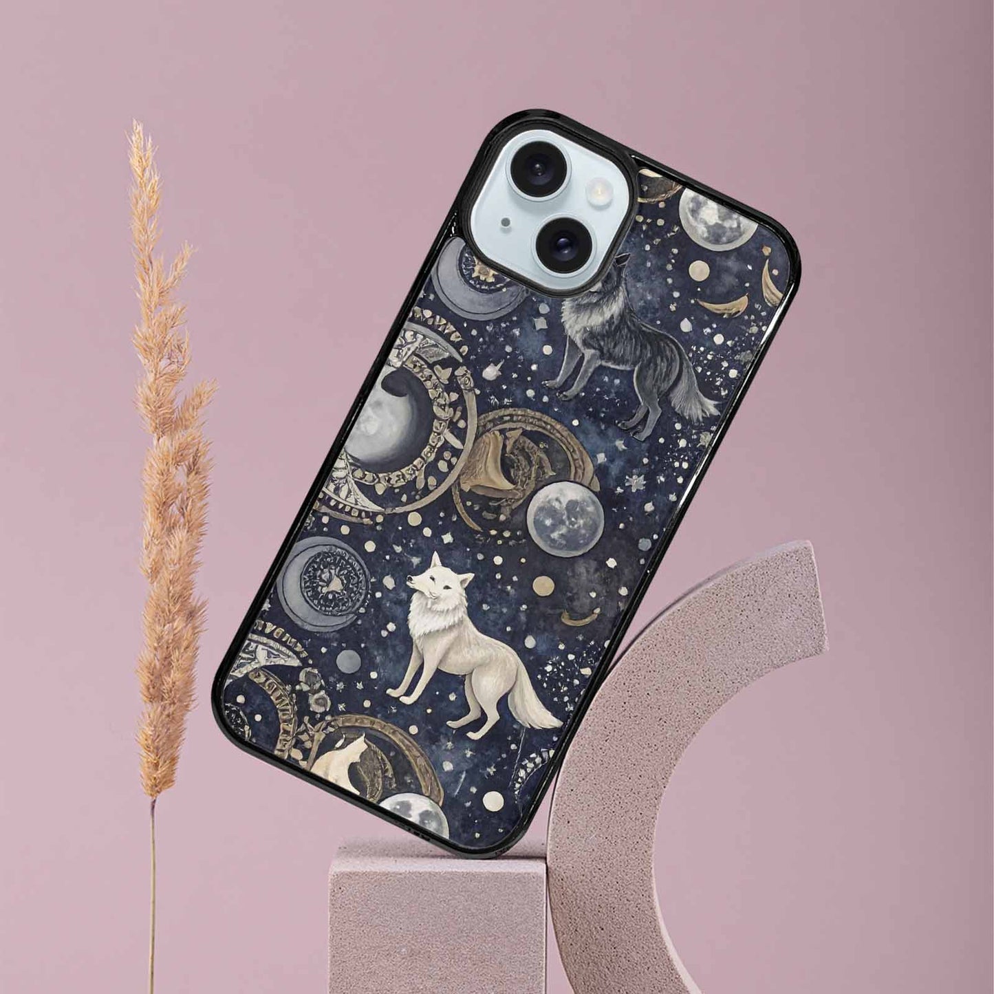 iPhone 15 Plus Case — Wolves Everywhere Collage Overlap Small Wolf, Custom Art Phone Cover