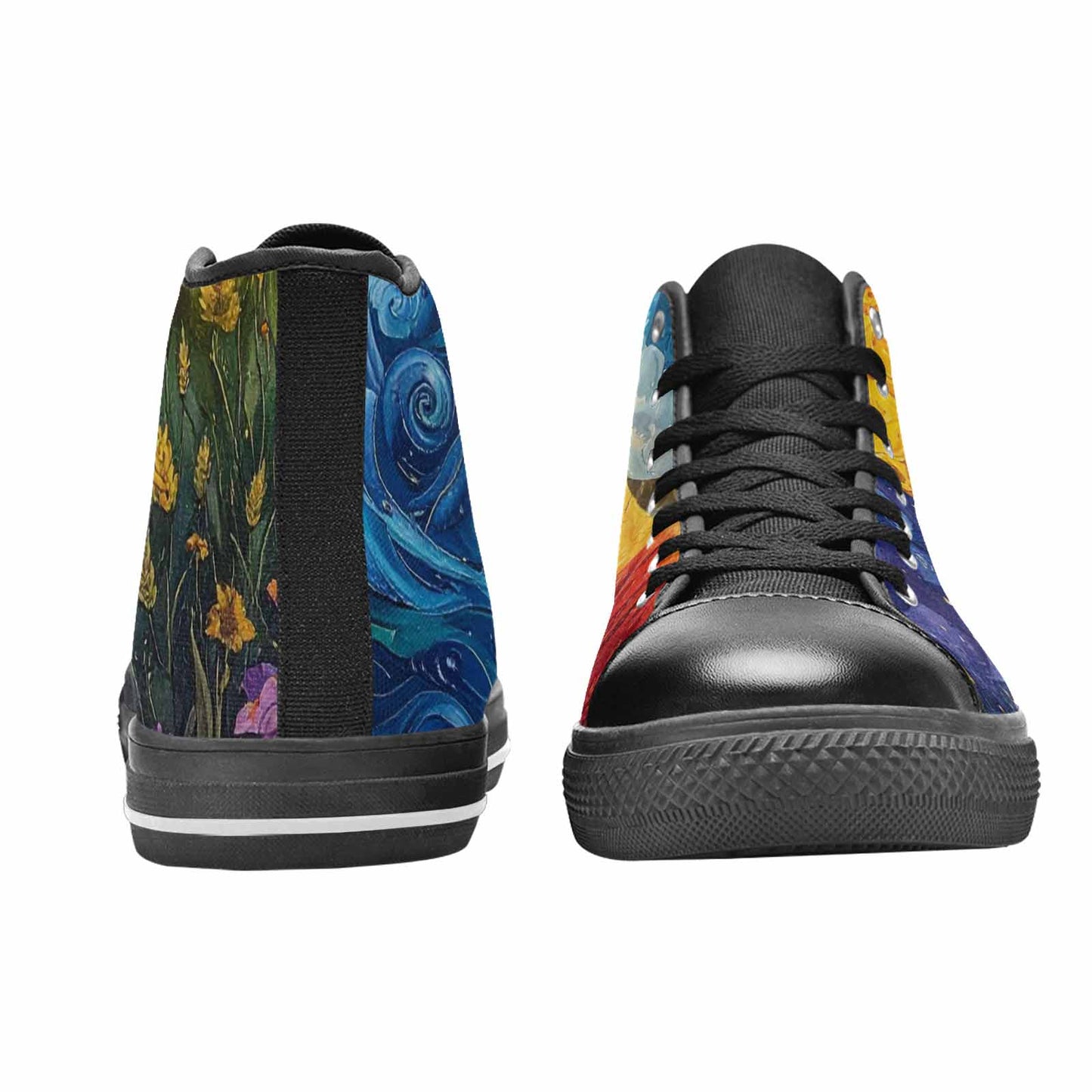 WOMEN'S Van Gogh-Style Swirl High Top Canvas Y2K Sneakers
