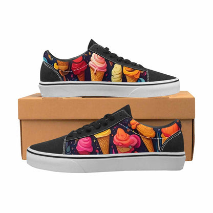 WOMEN'S Ice Cream Motif Lace-Up Canvas Dark Academia Sneakers