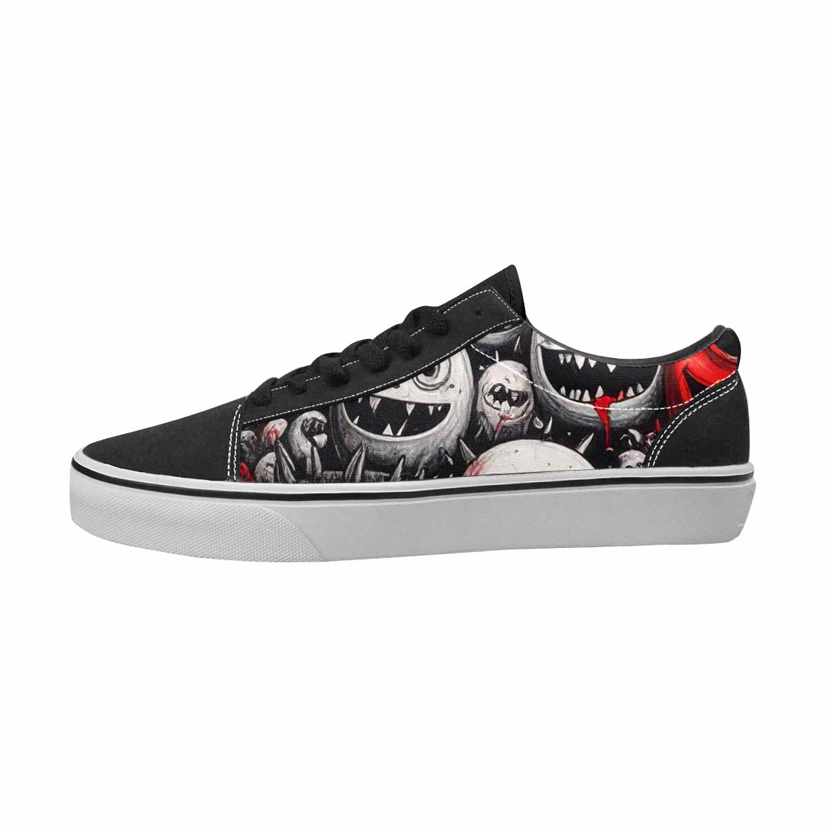 MEN'S Monsters Black & Red Ink Canvas Unique Print Surreal Custom Printed Shoes