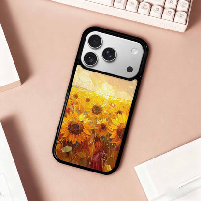 iPhone 17 Pro Case — Impressionist Sunflower Brushstroke Pattern Hundreds Floral, Custom Art Phone Cover