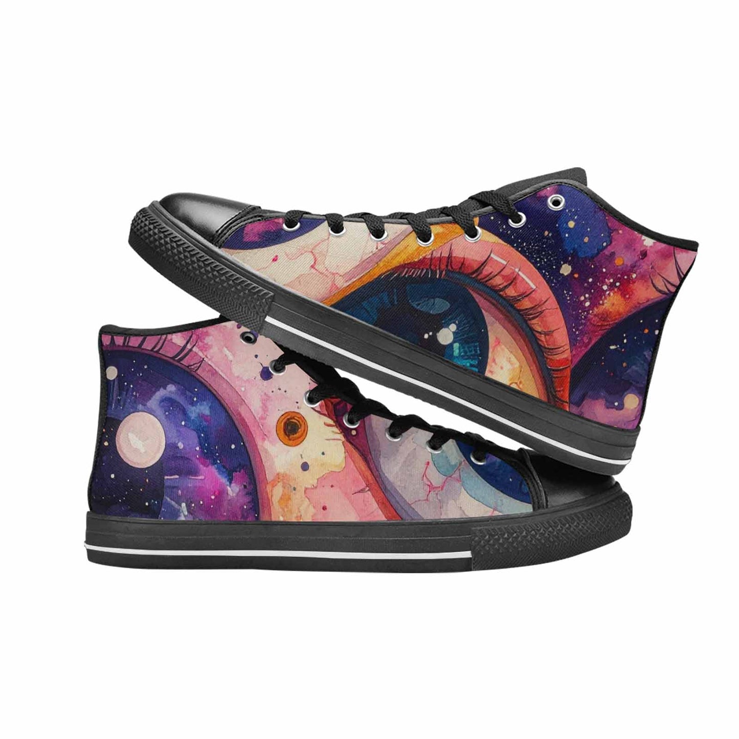 WOMEN'S Cartoon Eyeballs Galaxy High Top Canvas Vivid Custom Shoes