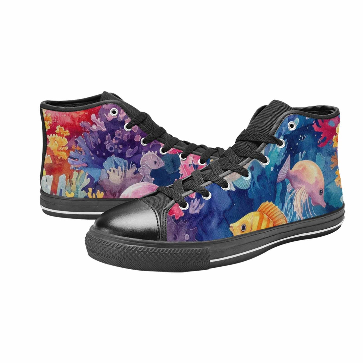 MEN'S Fish Scale Coral High Top Canvas Neon Fantasy Custom Sneakers