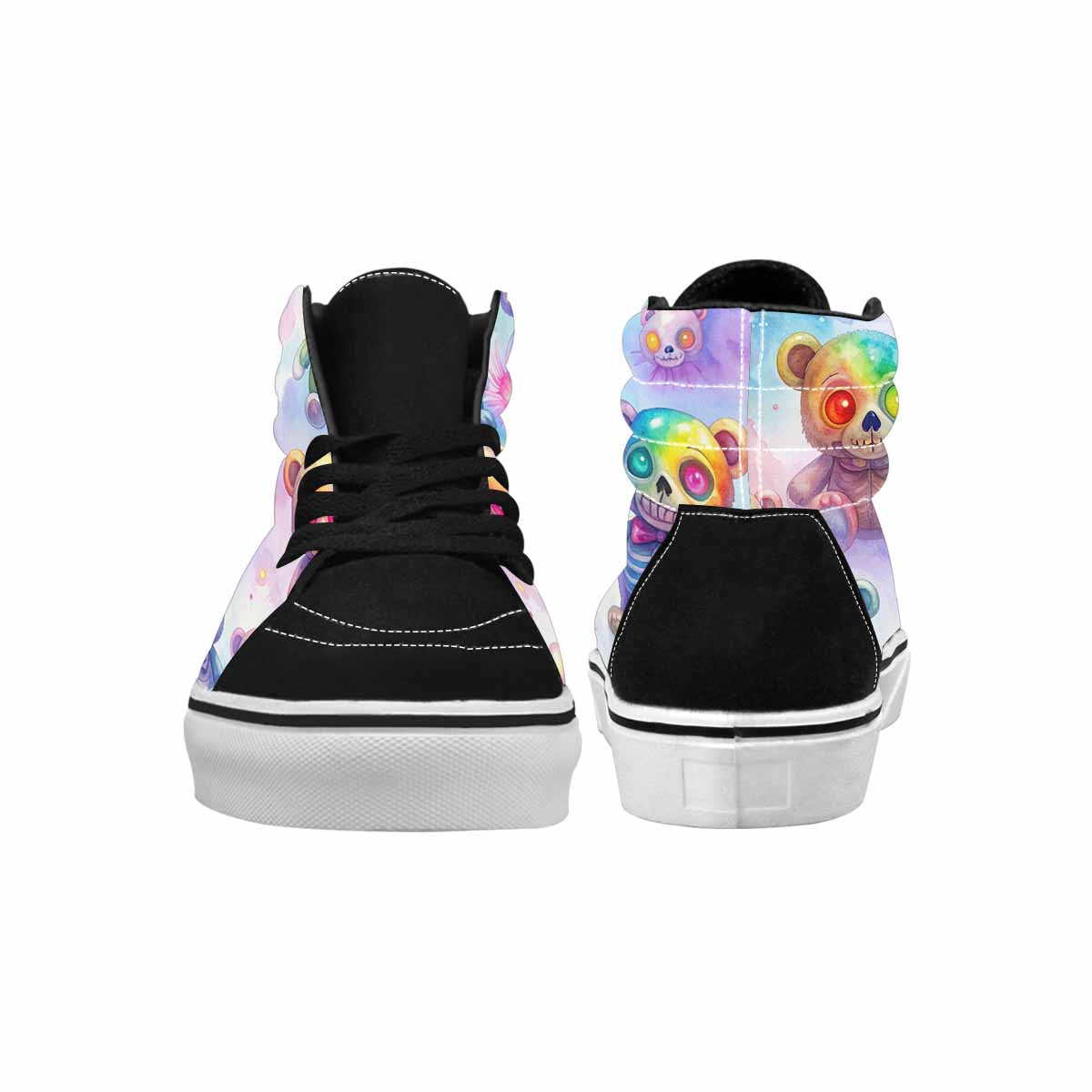 MEN'S Rainbow Teddy Skeletons Eye High Top Canvas Melting Art Sneakers