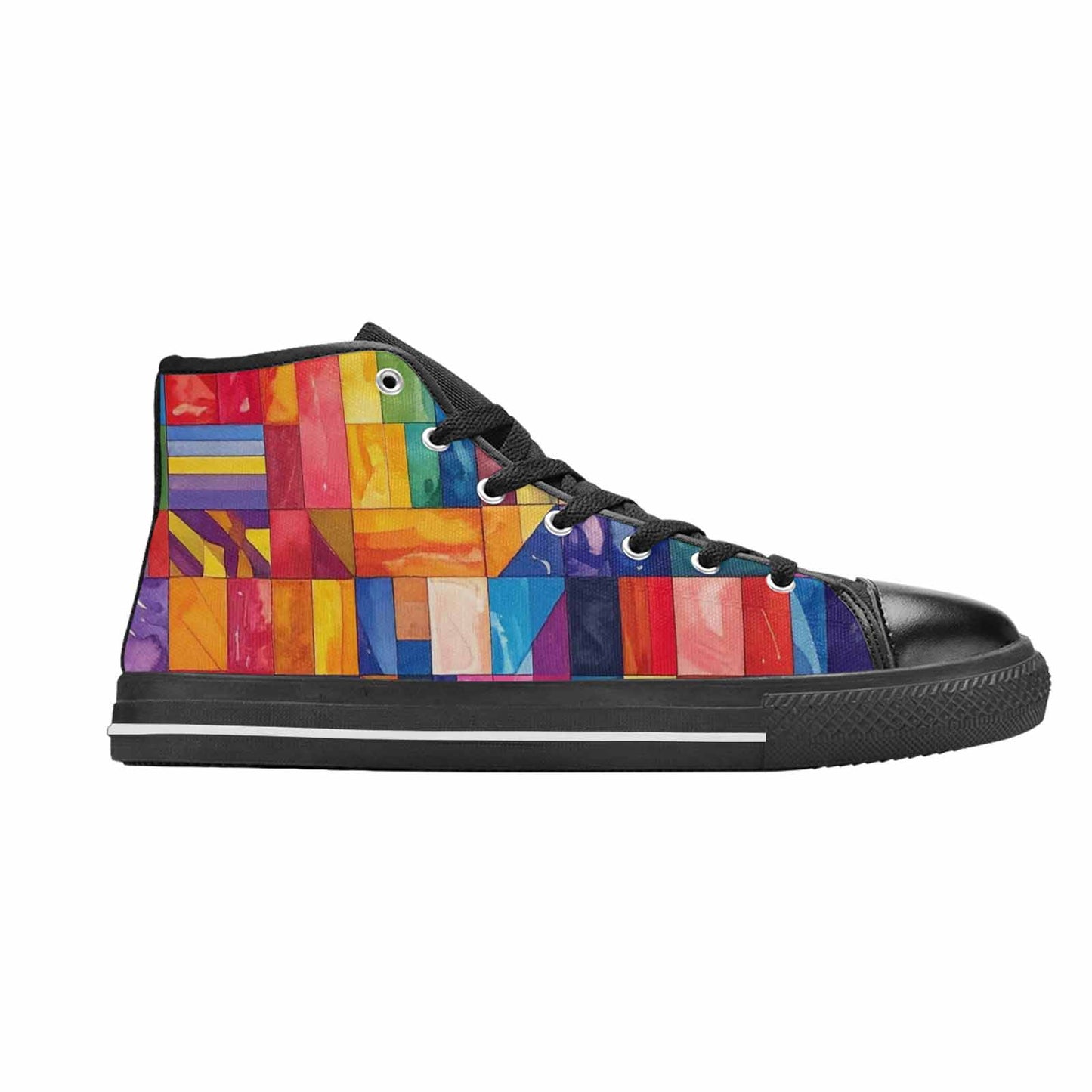 MEN'S Transgender Flag Color High Top Canvas Vibrant Chaos Shoes