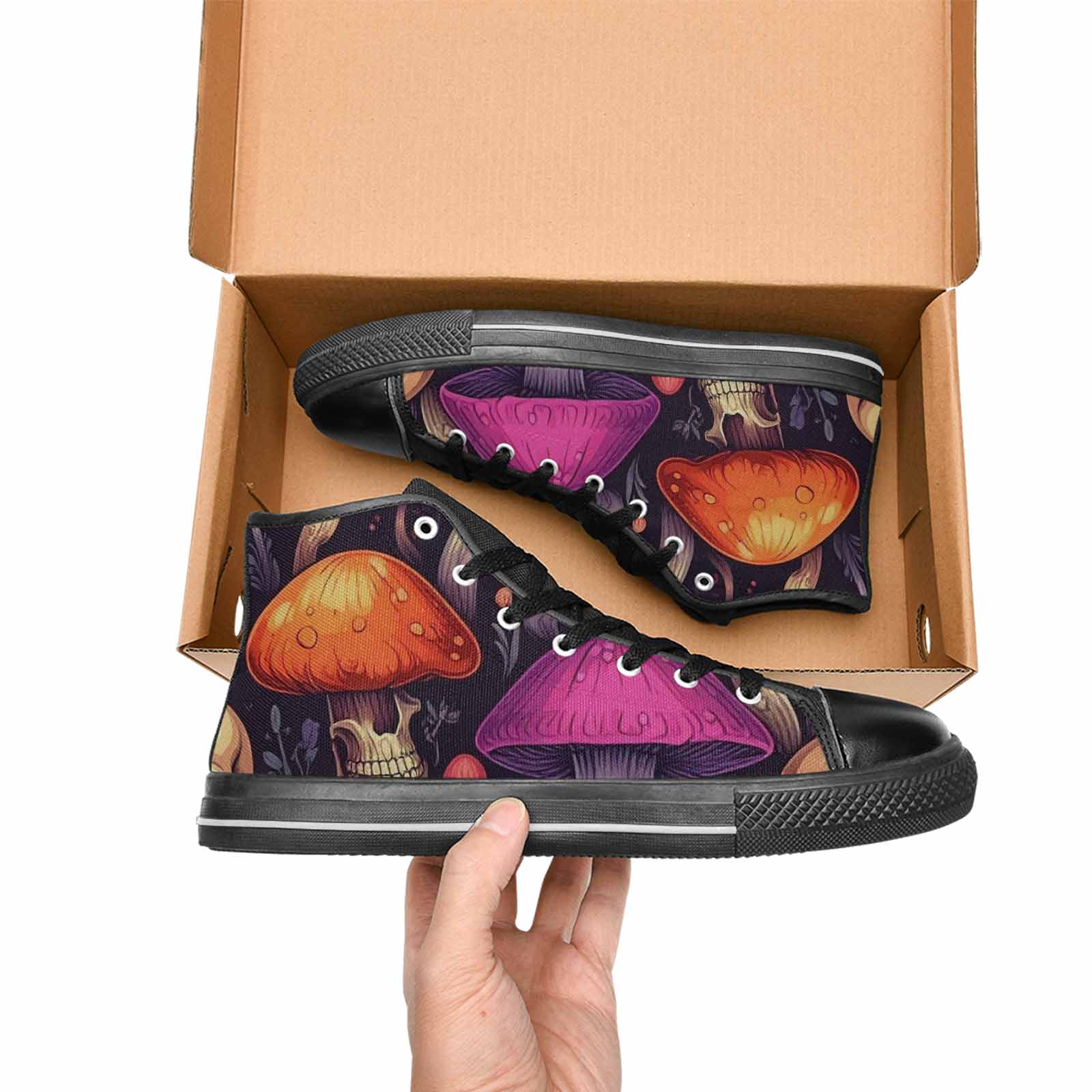 MEN'S Mushroom Skulls High Top Canvas Vivid Sneakers