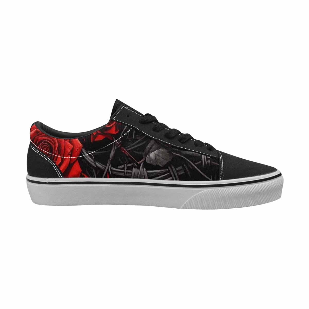 MEN'S Barbed Wire Black & Red Ink Canvas One Of A Kind Surreal Sneakers