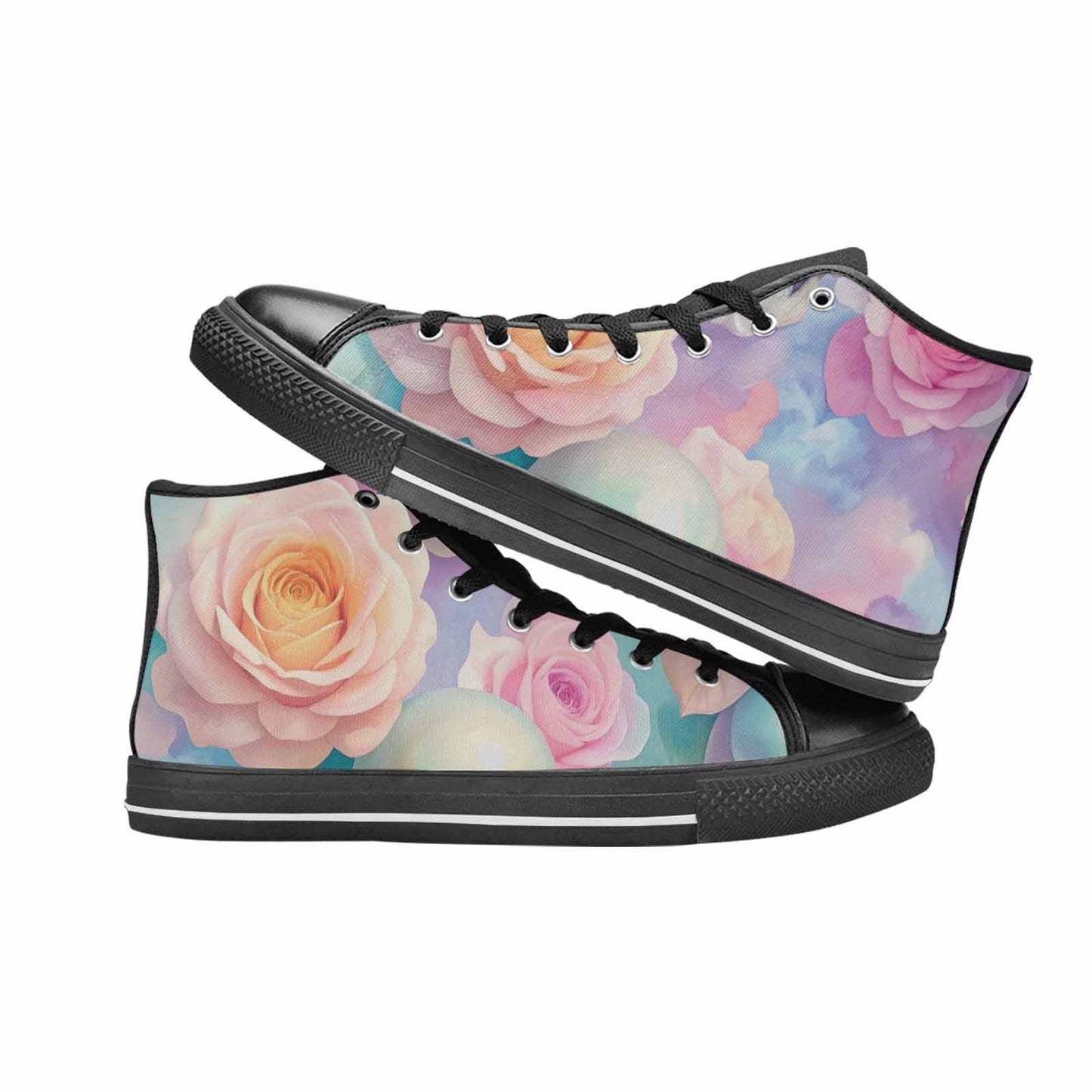 WOMEN'S Skulls Roses Candy Airbrush High Top Canvas Dreamcore Custom Shoes