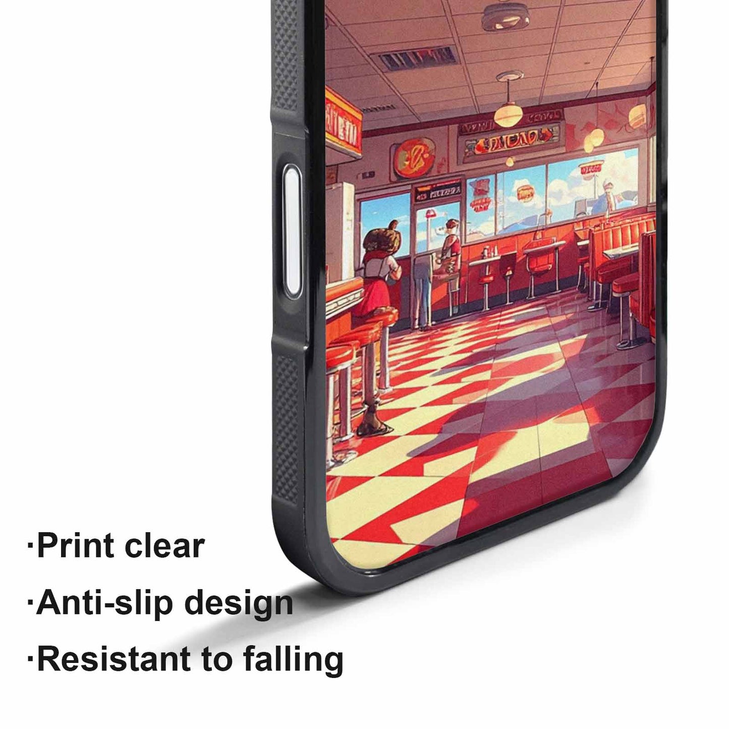 iPhone 17 Pro Max Case — Diner Cartoon Art Pattern Retro Vintage, Custom Made Phone Cover