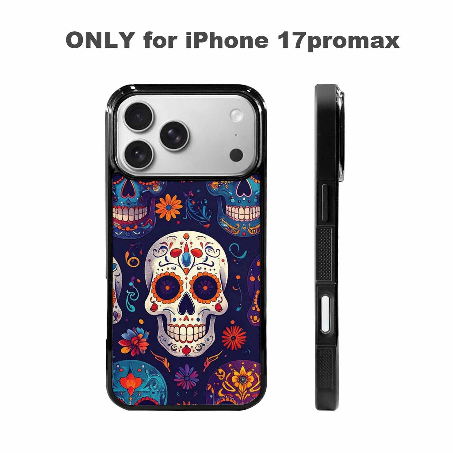 iPhone 17 Pro Max Case — Day Dead Sugar Skull Gothic Skulls, Custom Printed Phone Case