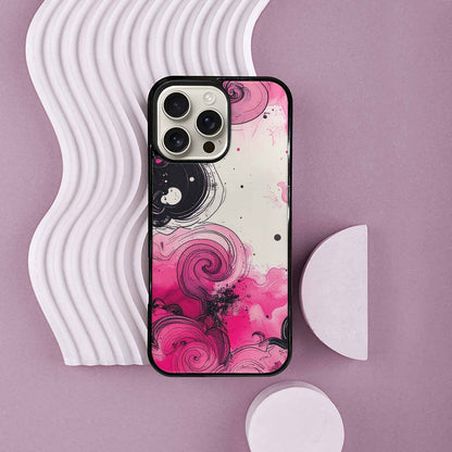 iPhone 16 Pro Max Case — Van Gogh Swirl Black Pink Ink, Custom Designed Case Cover