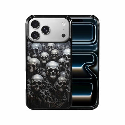 iPhone 17 Pro Max Case — Grey Dark Black And Gothic Skulls, Custom Designed Case Cover