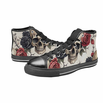 MEN'S Skulls - Roses High Top Canvas Neon Fantasy Custom Shoes