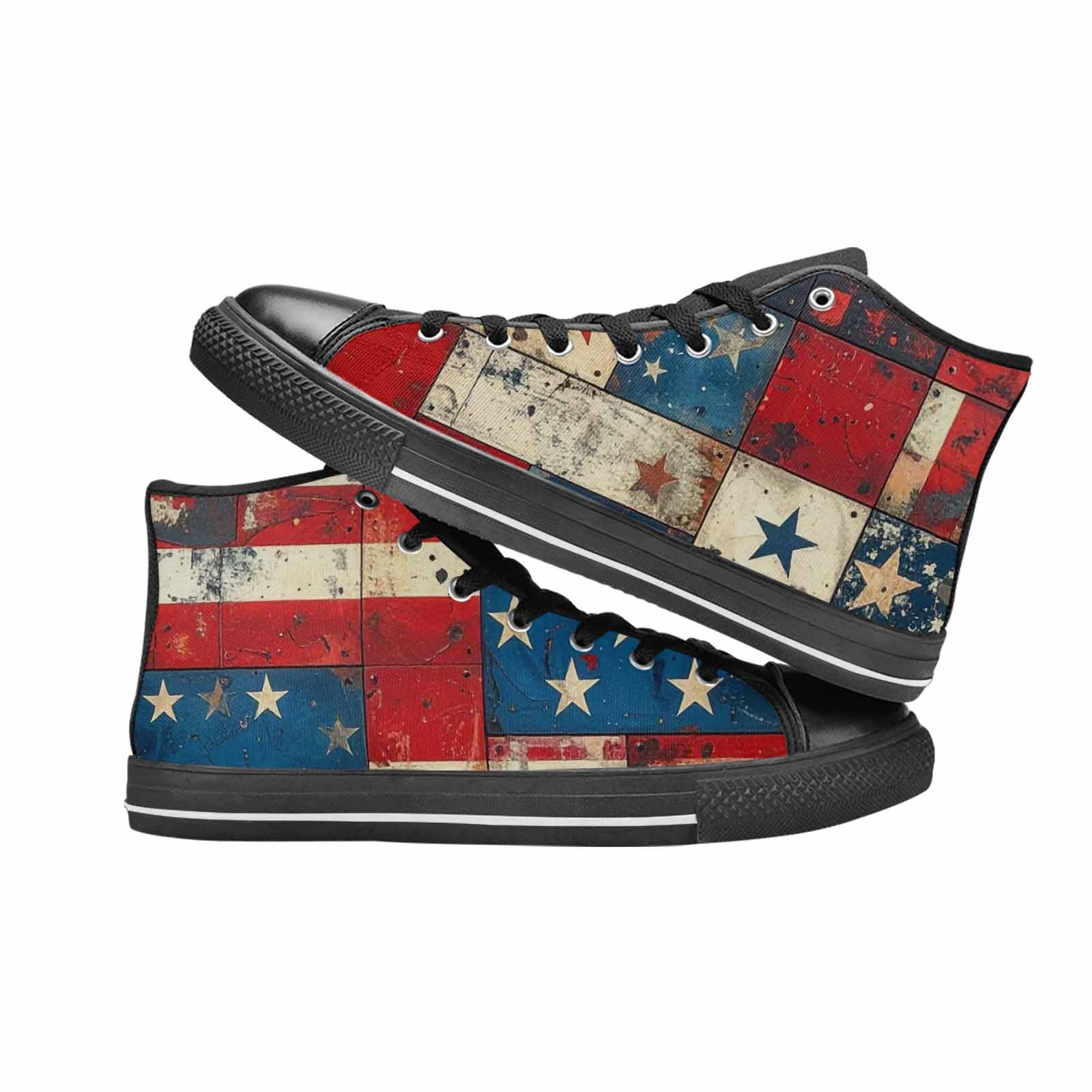 MEN'S American Flag Stars High Top Canvas Wallpaper Art Custom Shoes