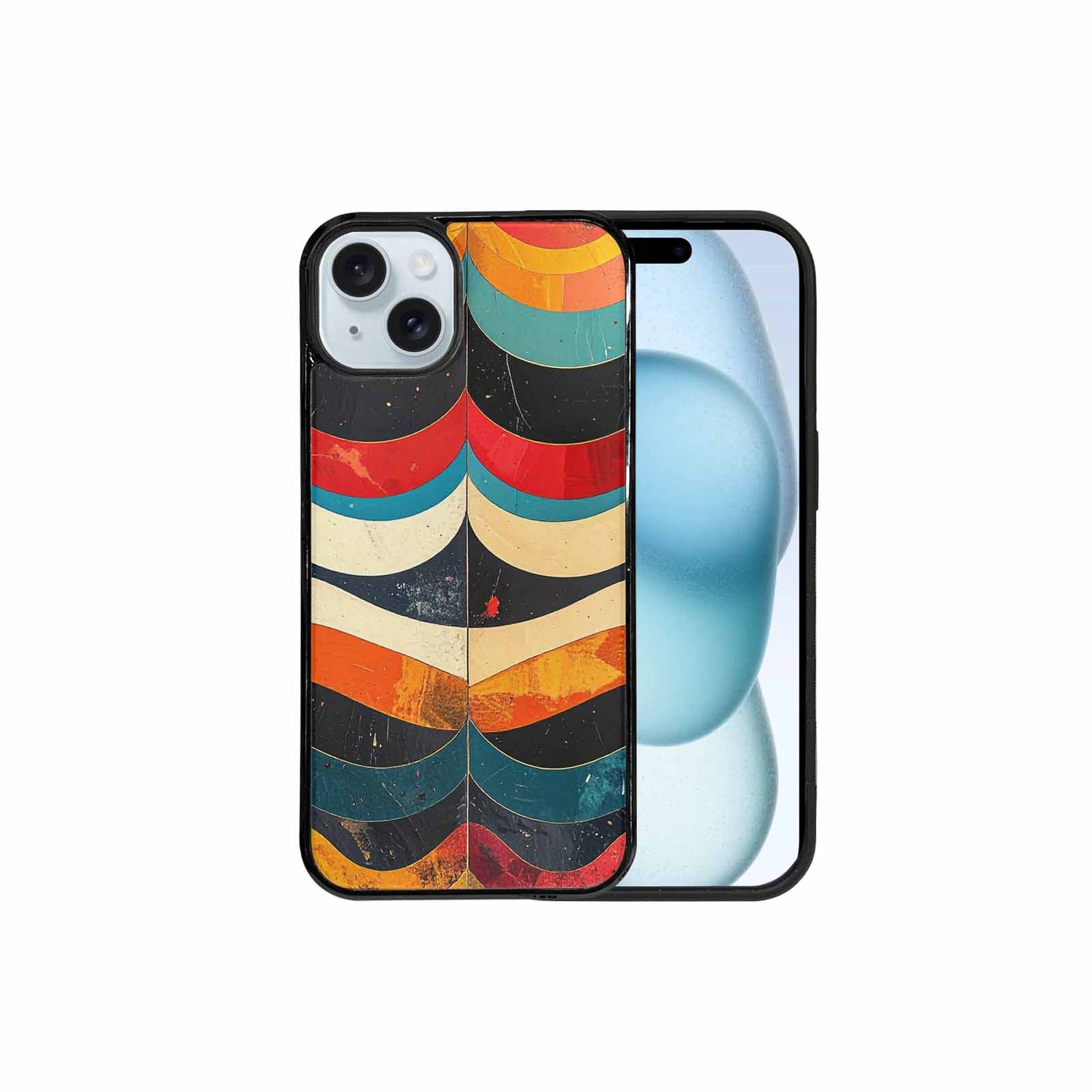 iPhone 15 Plus Case — Retro Wave Scallop Stripe Small Wavy, Custom Made Phone Cover