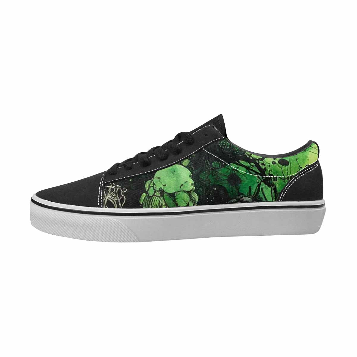 MEN'S Sea Creatures Black & Green Ink Canvas Custom Design Kaleidoscope Custom Art Shoes