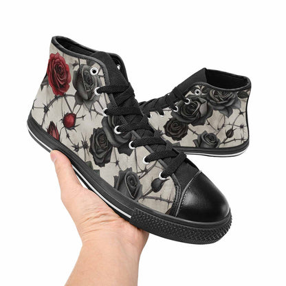 MEN'S Black Gothic Rose High Top Canvas Wallpaper Art Shoes