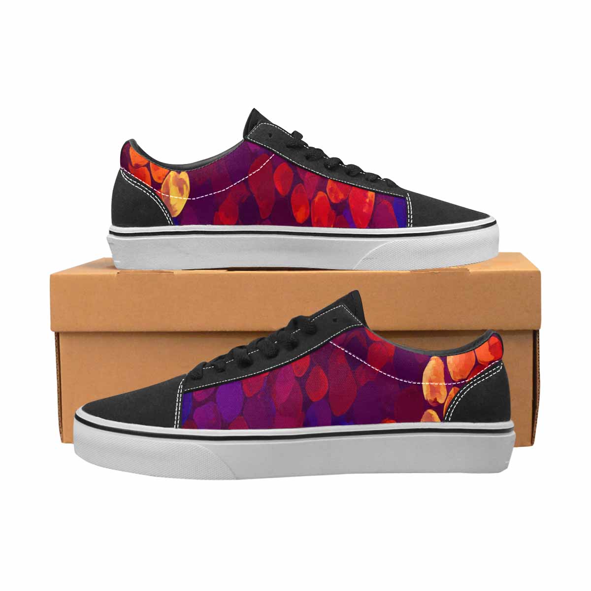 MEN'S Dark Snake Print Canvas Lace-Up Wallpaper Art Sneakers