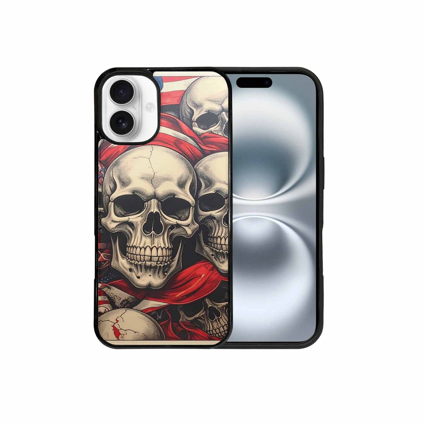 iPhone 16 Plus Case — Skull Dark Art Gothic Print, Custom Print Case Cover