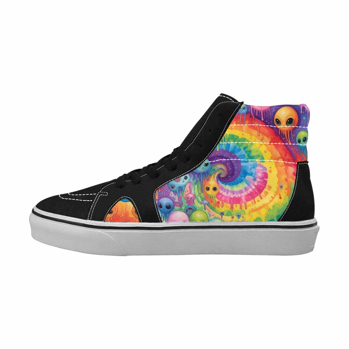 MEN'S Aliens  Tie Dye High Top Canvas Neon Fantasy Custom Shoes