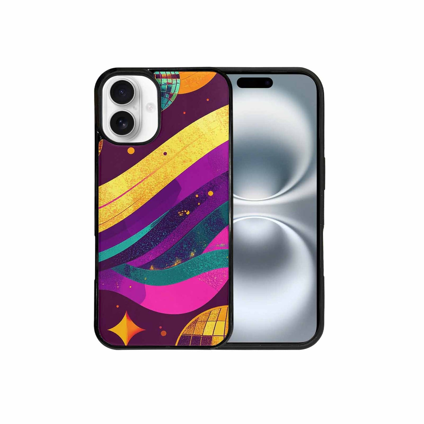 iPhone 16 Plus Case — 1970s Disco Art Pattern, Personalized Phone Case