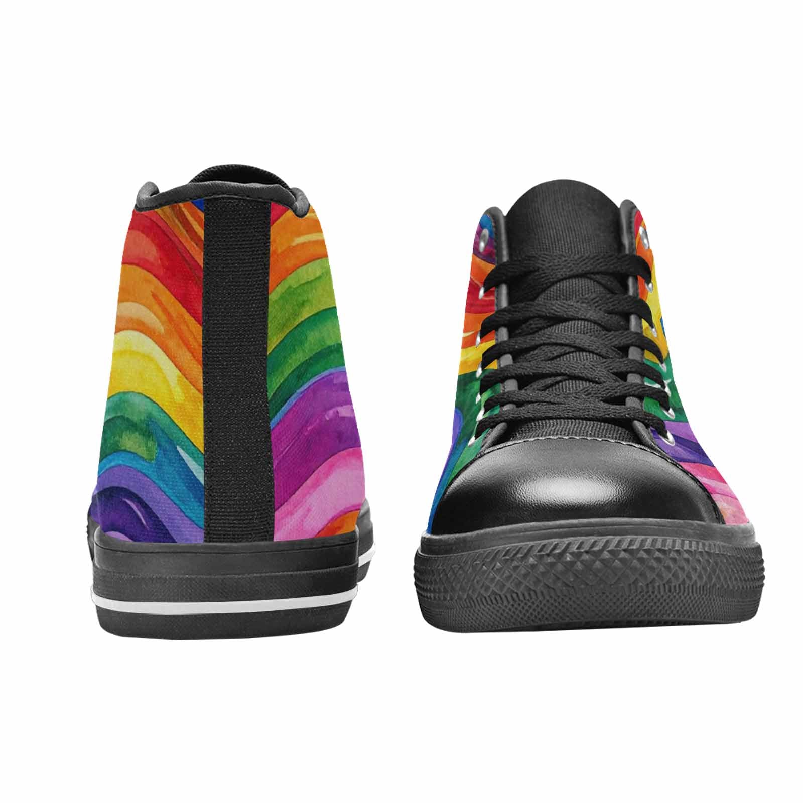 MEN'S Rainbow Pride Flag High Top Canvas Grunge Sneakers