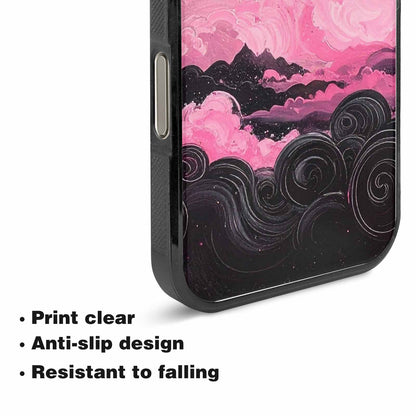 iPhone 15 Pro Max Case — Van Gogh Swirl Black Pink Ink, Custom Printed Phone Case