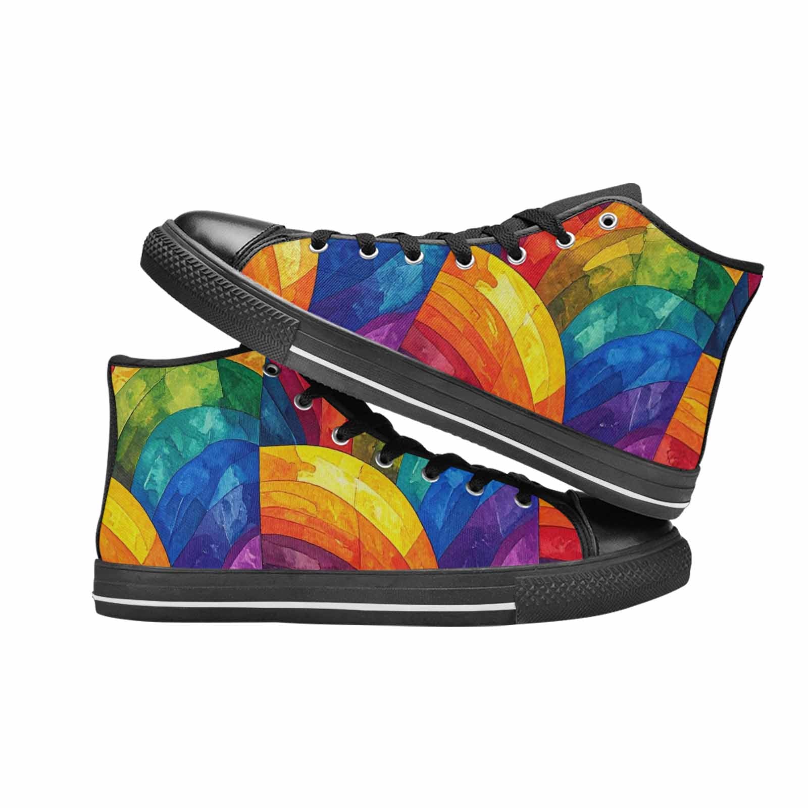 WOMEN'S Rainbow Pride Flag High Top Canvas Dark Academia Custom Sneakers