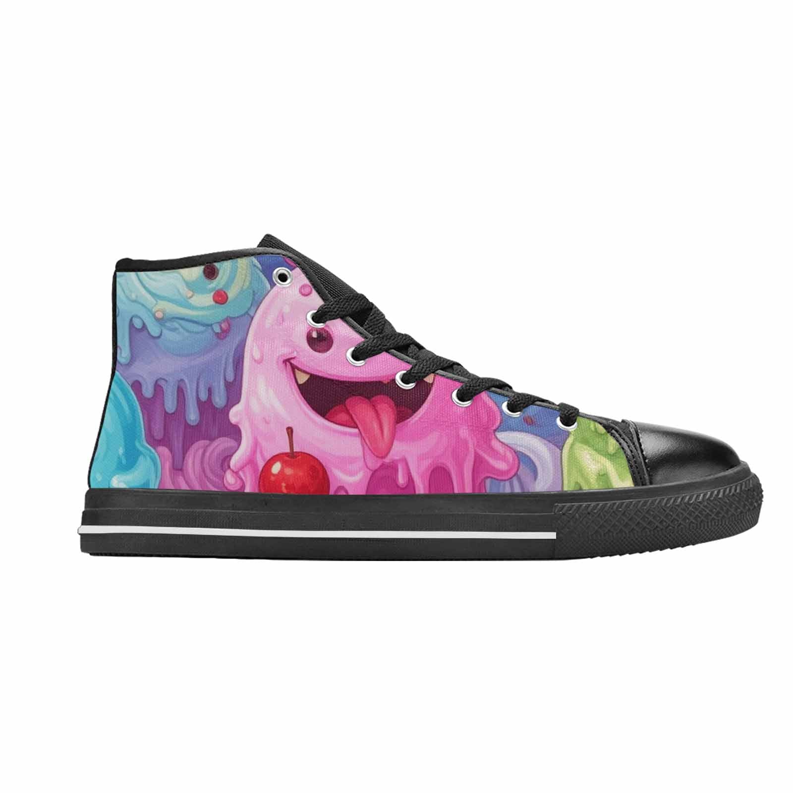 MEN'S Melting Icecream Monster Cherry High Top Canvas Surreal Shoes