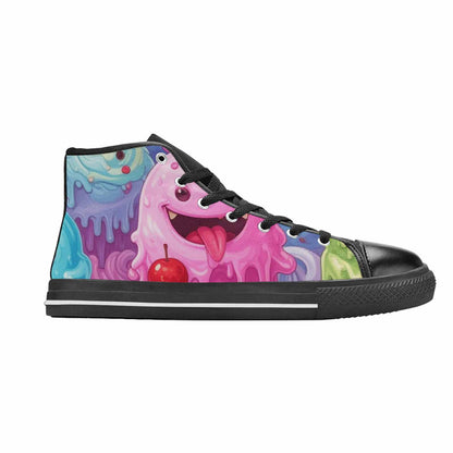 MEN'S Melting Icecream Monster Cherry High Top Canvas Surreal Shoes