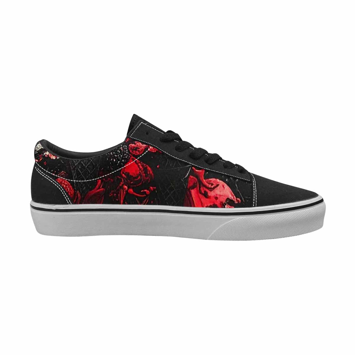 WOMEN'S Ice Cream Black & Red Ink Canvas Custom Fashion Kaleidoscope Handmade Custom Shoes