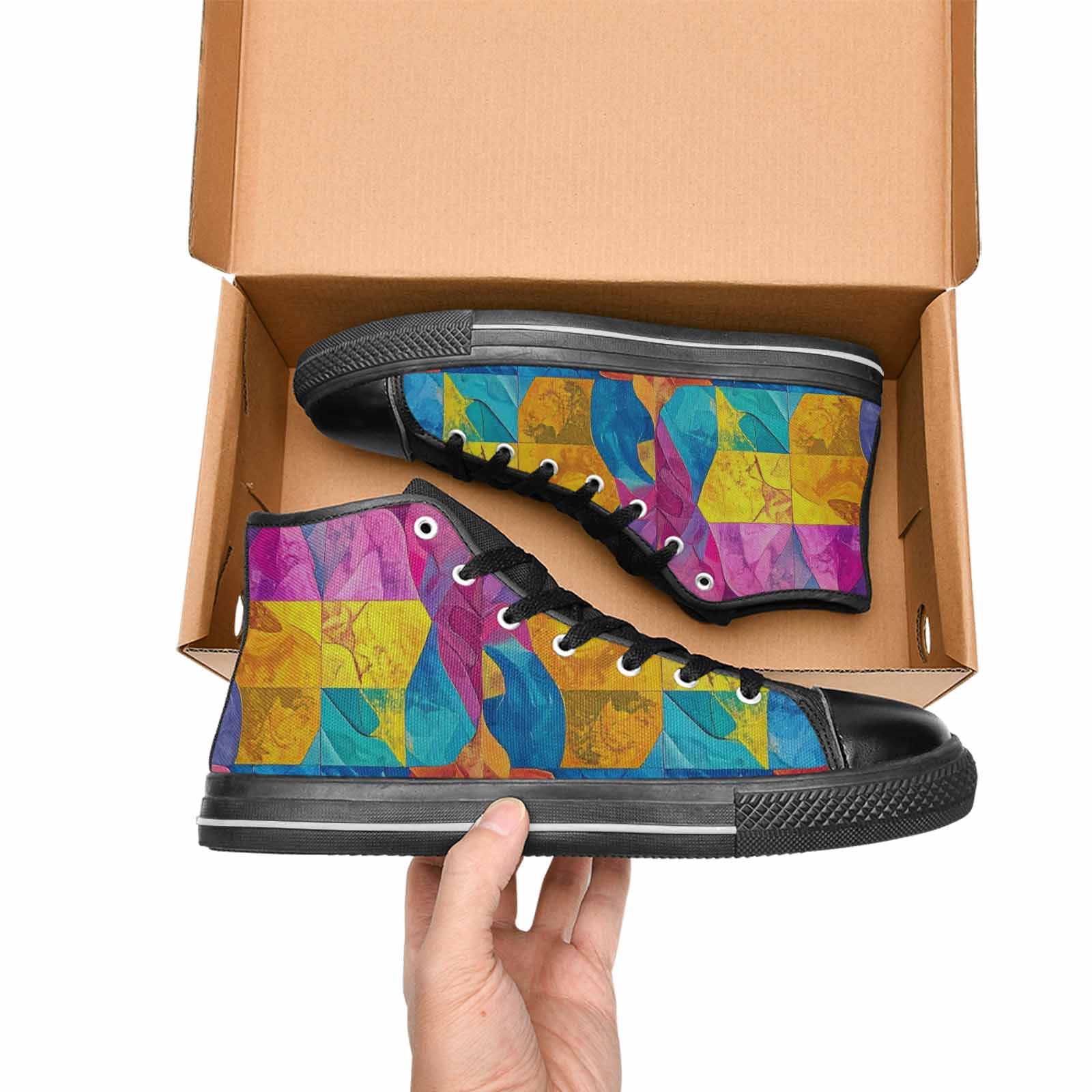 MEN'S Pansexual Flag Color High Top Canvas Aesthetic Custom Shoes