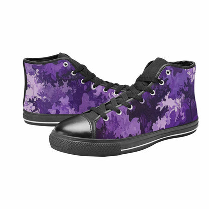 WOMEN'S Military Camouflage Blotch High Top Canvas Vibrant Chaos Sneakers