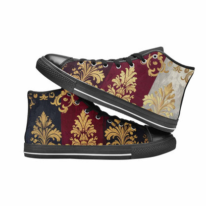 WOMEN'S Damask Ornamental Wallpaper High Top Canvas Wallpaper Art Sneakers