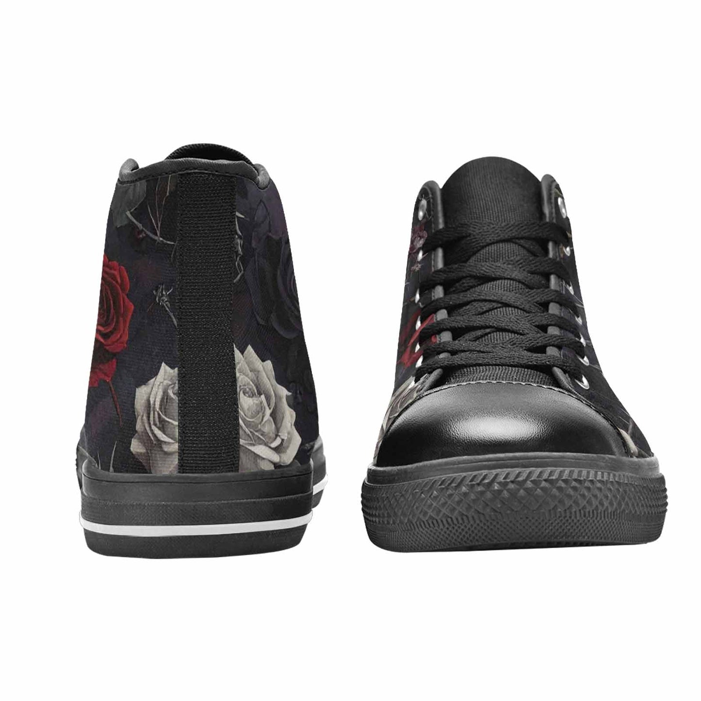 MEN'S Black Gothic Rose High Top Canvas Vivid Custom Shoes