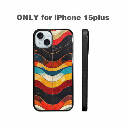 iPhone 15 Plus Case — Retro Wave Scallop Stripe Small Wzf, Custom Made Phone Cover
