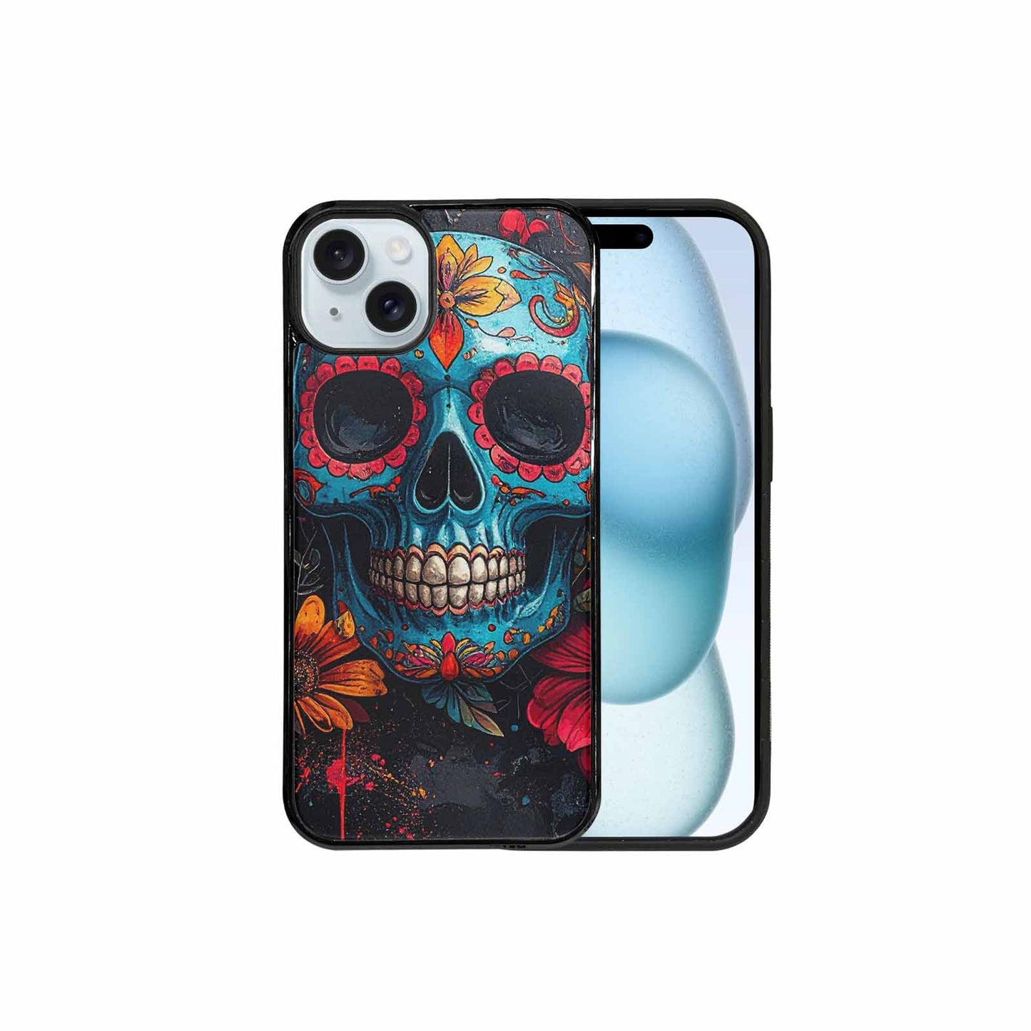 iPhone 15 Plus Case — Graffiti Skull Art Seamless Pattern Vibrant, Custom Printed Phone Case