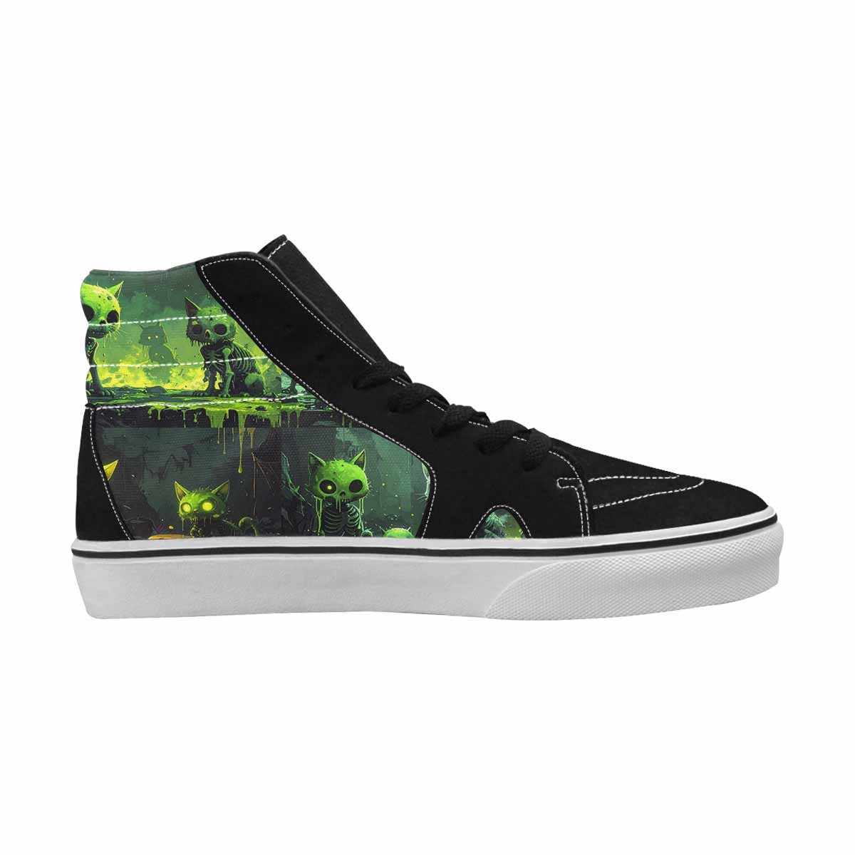 MEN'S Toxic Melting Skeleton Cats High Top Canvas Dreamlike Custom Shoes