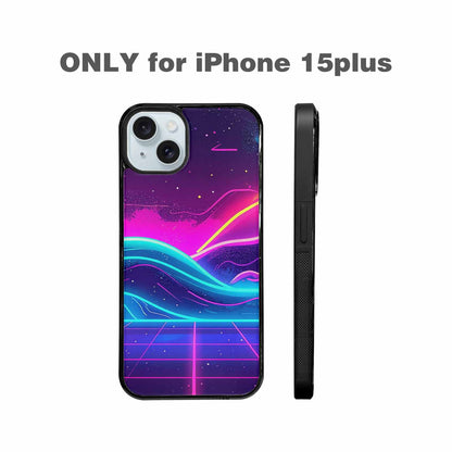 iPhone 15 Plus Case — 1980s Neon Cartoon Art Pattern, Unique Phone Case Design
