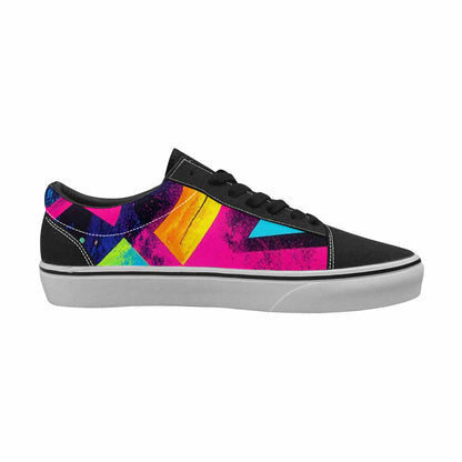 MEN'S Memphis Squiggles Triangles Dots Canvas Lace-Up Wallpaper Art Shoes